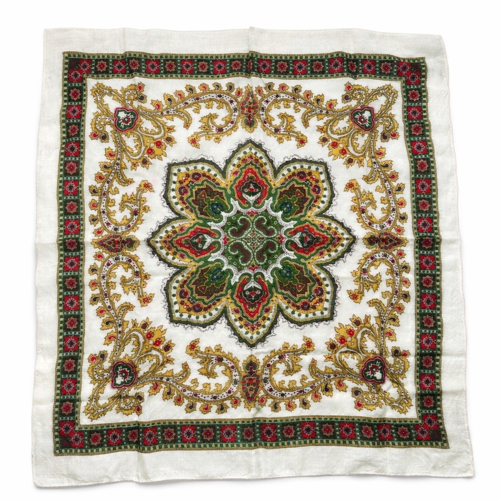 Vintage Paisley Scarf 100 Percent Pure Virgin Wool WPL‎ Hand Screen Printed